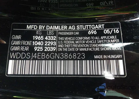 2016 Mercedes-Benz Cla 250 из США, поврежденный, VIN WDDSJ4EB6GN386823